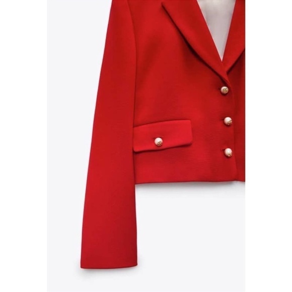 ZARA BUTTONED CROPPED BLAZER - Picture 7 of 10